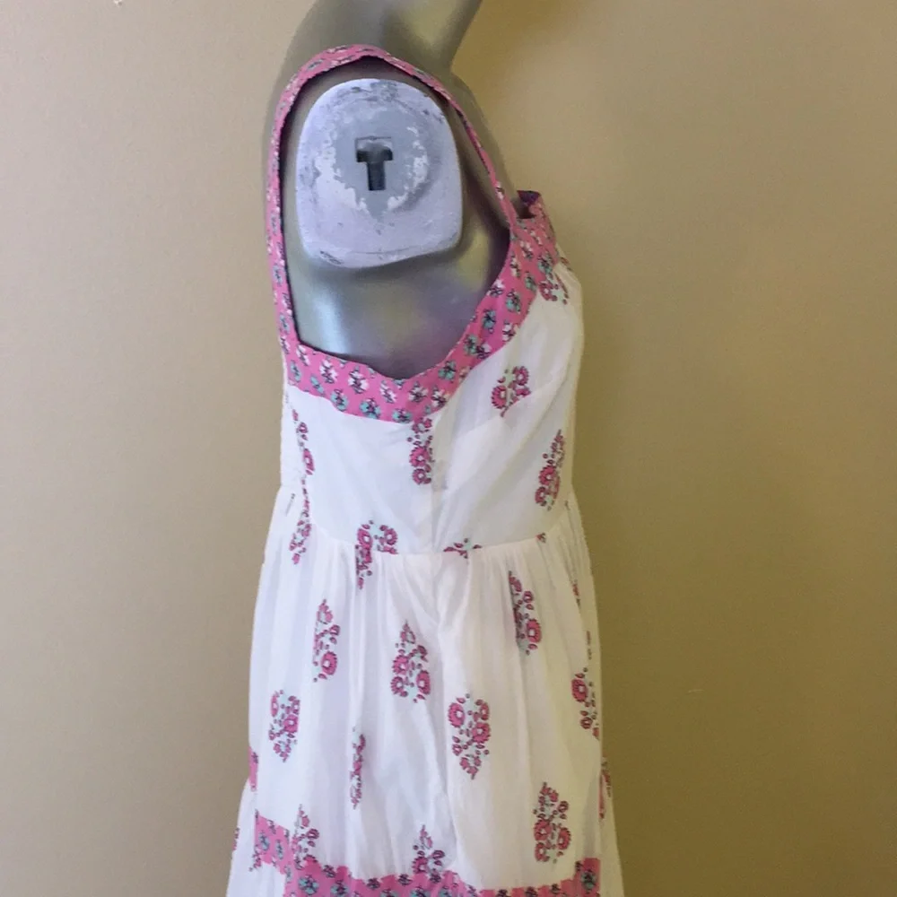 J. Crew | Block-print squareneck tiered midi dress
